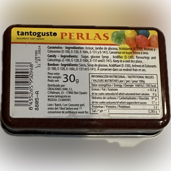 BARCELONA HINGED BON BON PERLAS TIN SOUVENIR STORAGE TRINKETS 4” EMPTY—NO CANDY - Picture 2 of 6